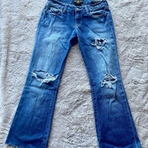 Lucky Brand Vintage Distressed Medium Wash Lola Boot Cut Jeans Size 6